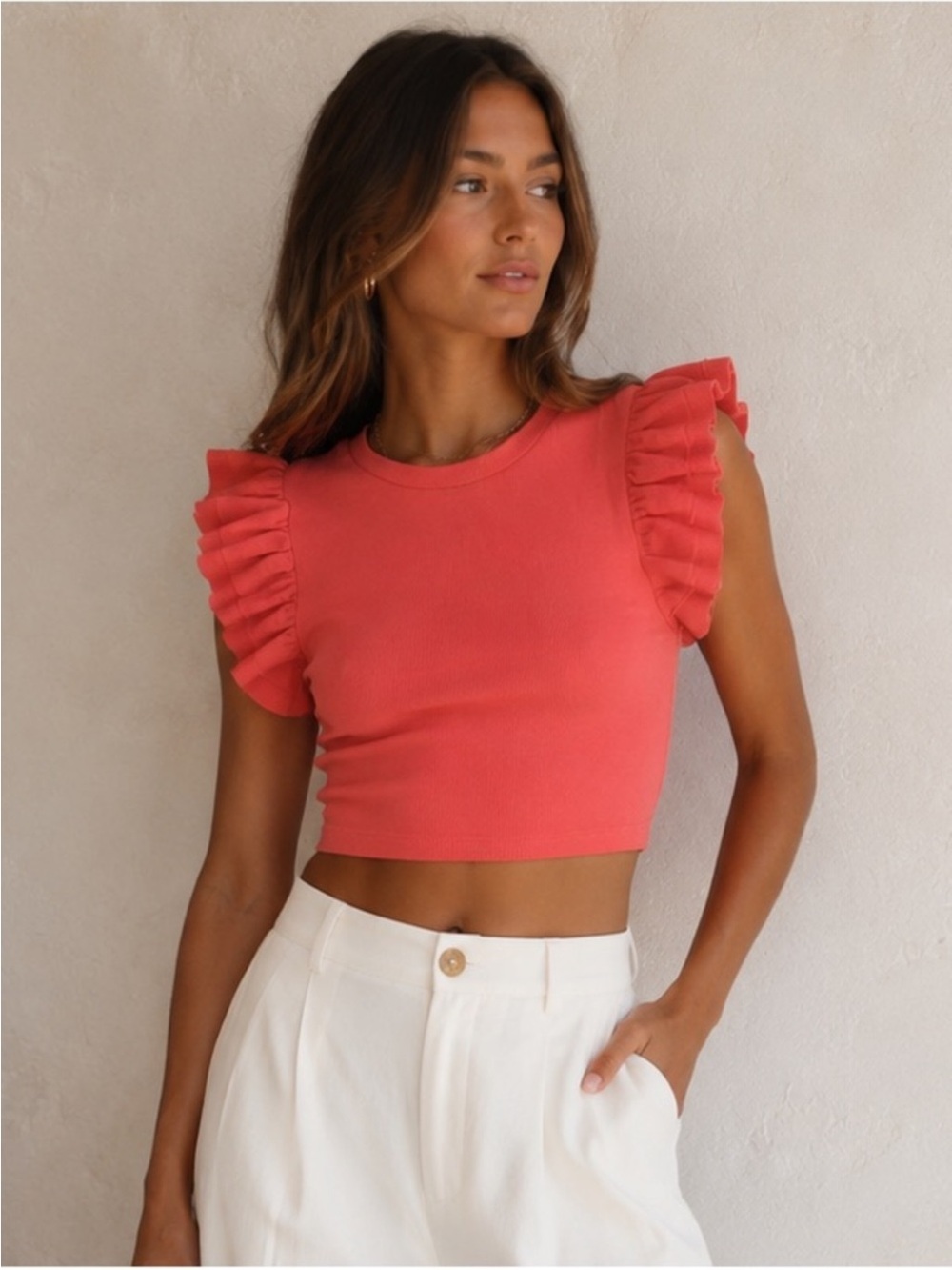 Zara Size Large ruffle sleeve tank Top fits like a small